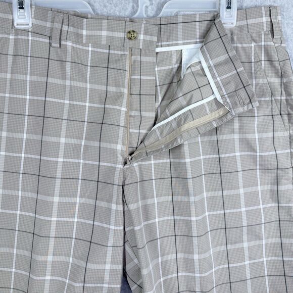 PGA Tour Shorts Mens 38 Tan Plaid Golf Shorts Pro Series 10” Inseam Lightweight - Picture 9 of 11